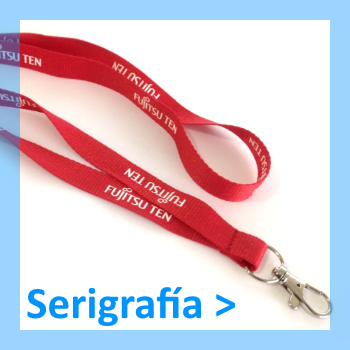 Más información de lanyards con logo en serigrafía.